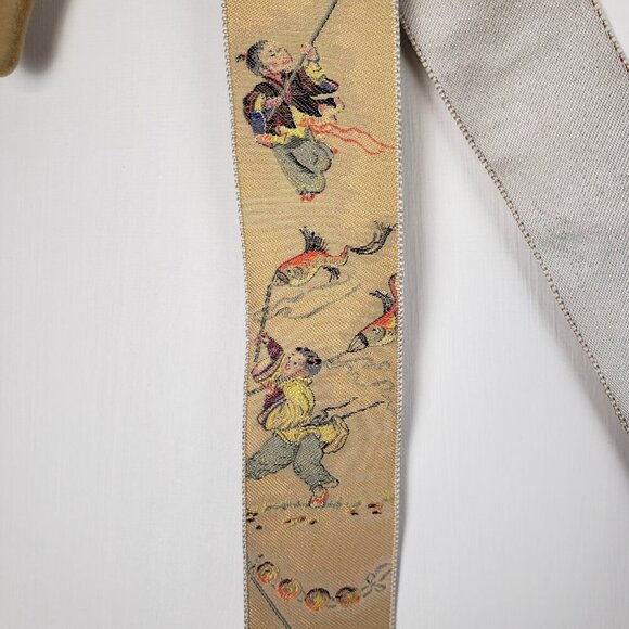 Trafalgar Braces Asian Fish Koi Carp Kite Flyer Print Beige Button Suspenders - Picture 4 of 8